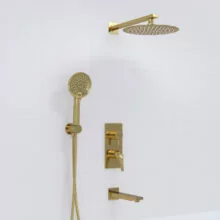 Wasserkraft A71208 Встраиваемая душевая система для ванны с верхней душевой насадкой, лейкой и изливом цвет глянцевое золото