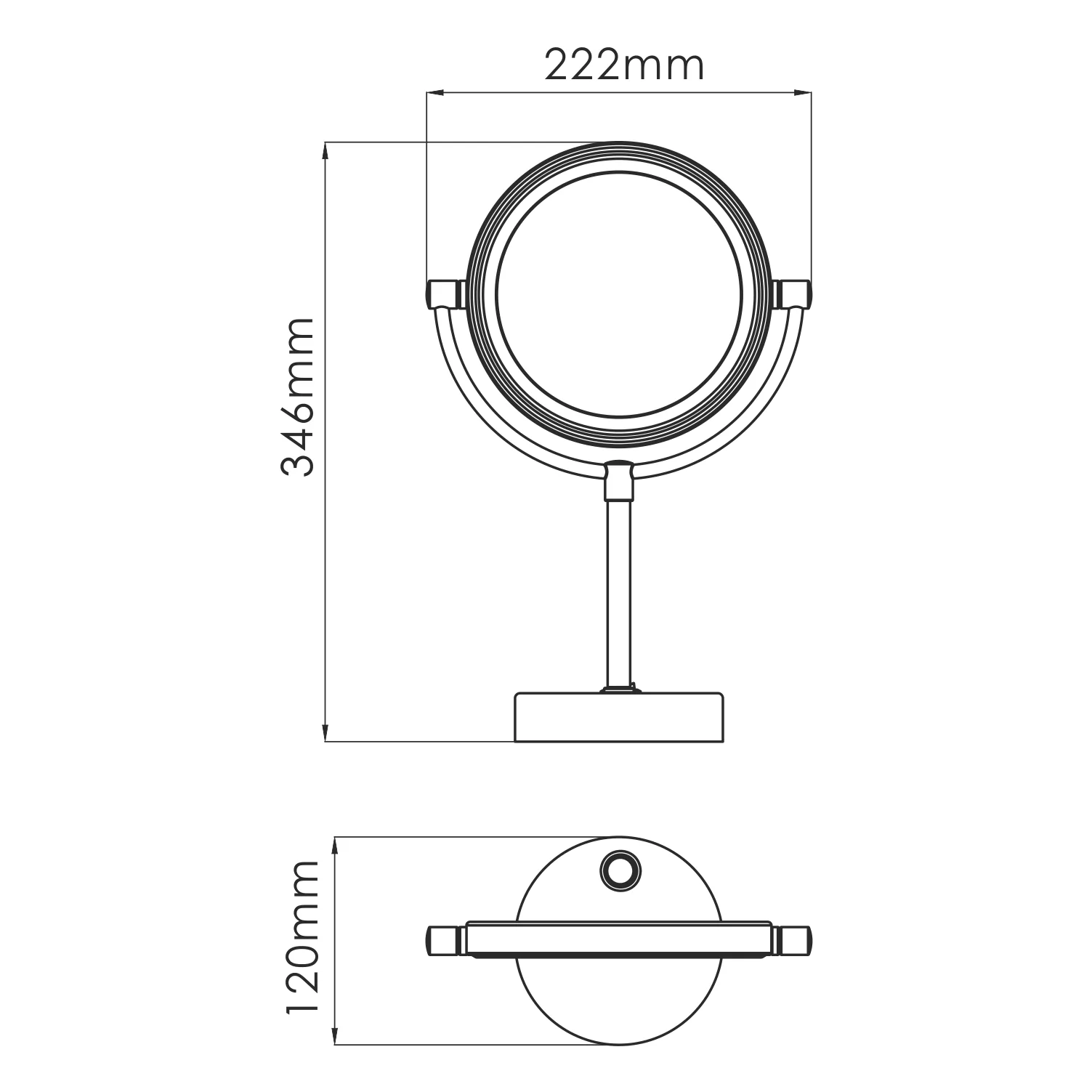 Wasserkraft K-1005 Зеркало с LED-подсветкой двухстороннее, стандартное и с 3-х кратным увеличением — фото №2