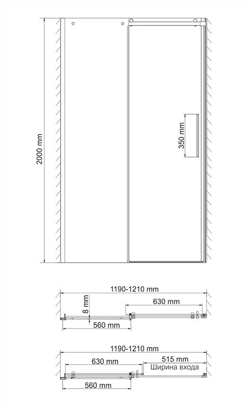 Wasserkraft  Dinkel 58R05/Alme 15R05 Душевая дверь 120 см — фото №2