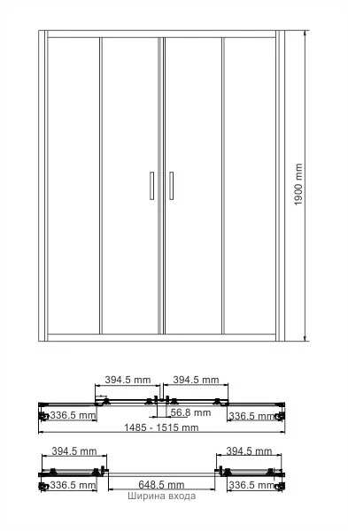 Wasserkraft  Lippe 45S08 Душевая дверь 150 см — фото №2