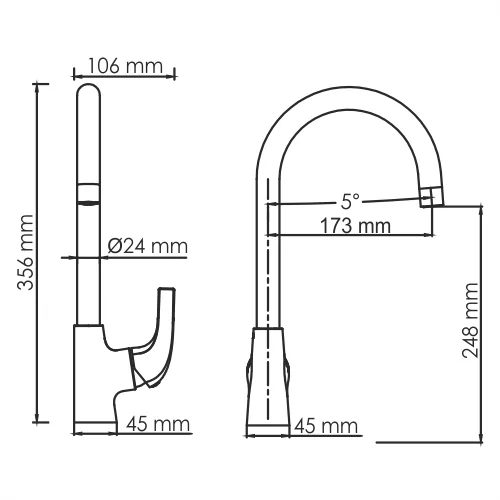 Wasserkraft Sauer 7107 Смеситель для кухни, цвет глянцевое золото — фото №2