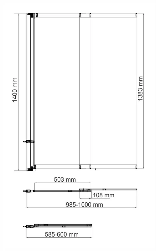 Wasserkraft  Main 41S02-100L Matt glass Стеклянная шторка 100 см на ванну — фото №2