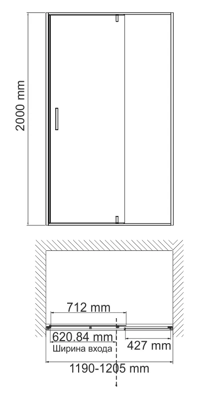 Wasserkraft Aisch 55P05 Душевая дверь 120 см — фото №1