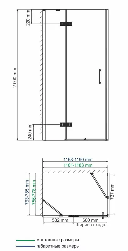 Wasserkraft  Aller 10H06LBLACK MATT  Душевой уголок 120×80  профиль черный/хром — фото №2