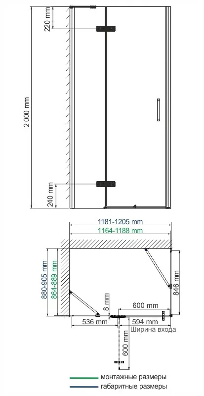 Wasserkraft  Aller 10H07LBLACK MATT Душевой уголок 120×90 профиль черный/хром — фото №2