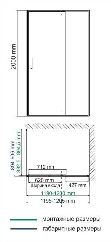 Wasserkraft  Elbe 74P07 Душевой уголок 120×90 профиль черный — фото №2