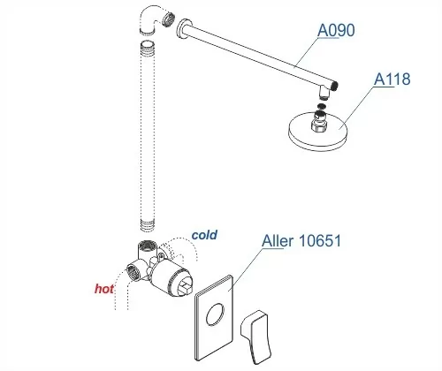 Wasserkraft Aller A12118 Встраиваемая душевая система с верхней душевой насадкой цвет хром — фото №2