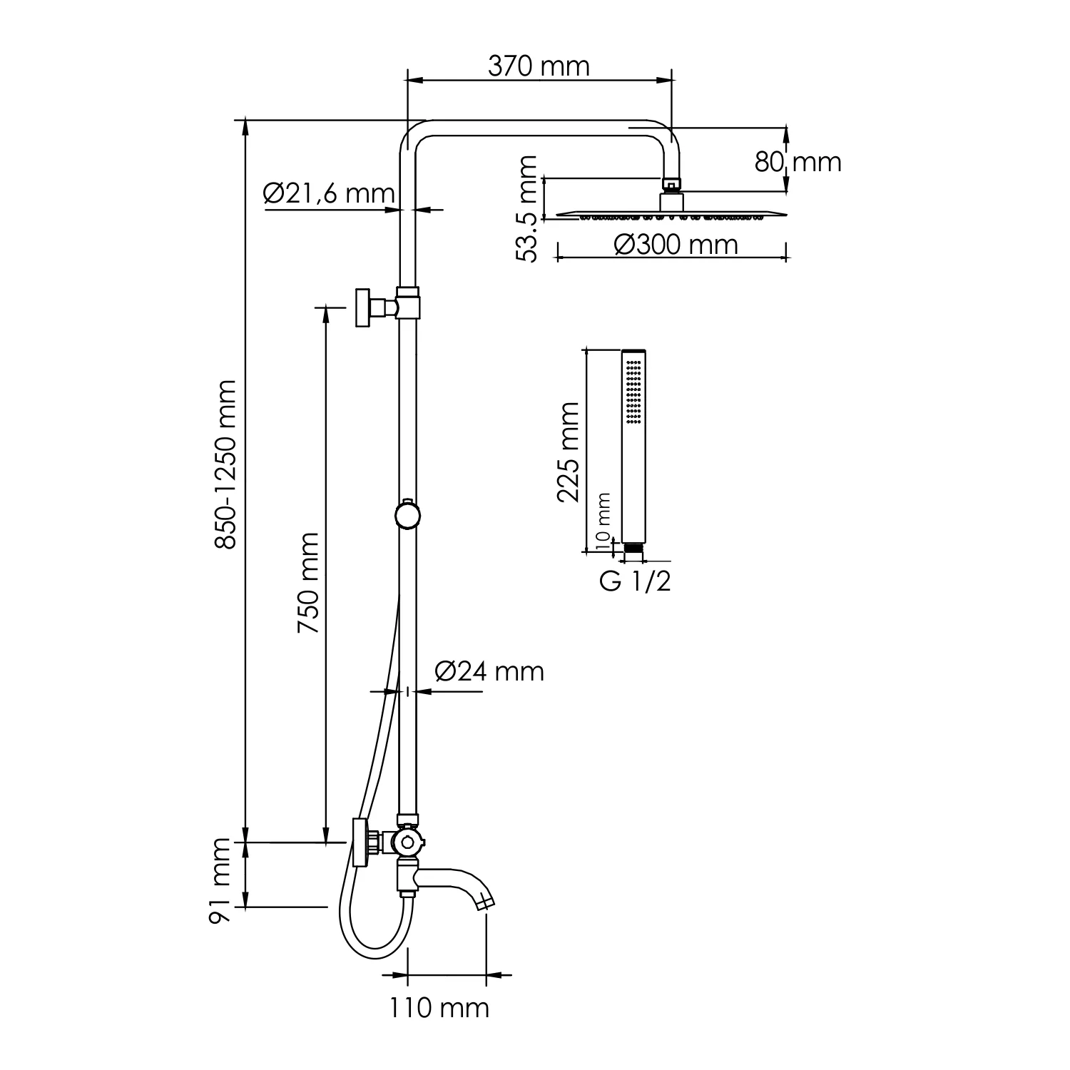 Wasserkraft A188.116.137.087.CH Thermo Душевая система с термостатическим смесителем — фото №1