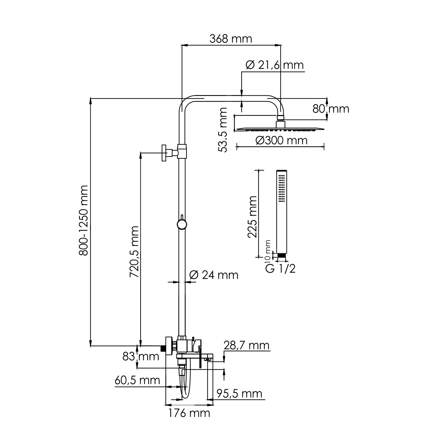 Wasserkraft A174.160.217.CB Душевая система со смесителем — фото №1