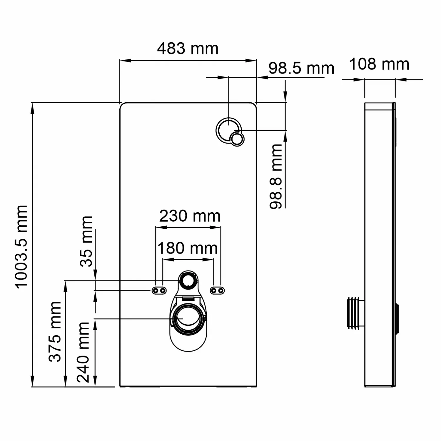 Wasserkraft Naab 86TLT.040.PE.BL Пристенный модуль системы инсталляции для унитазов — фото №3