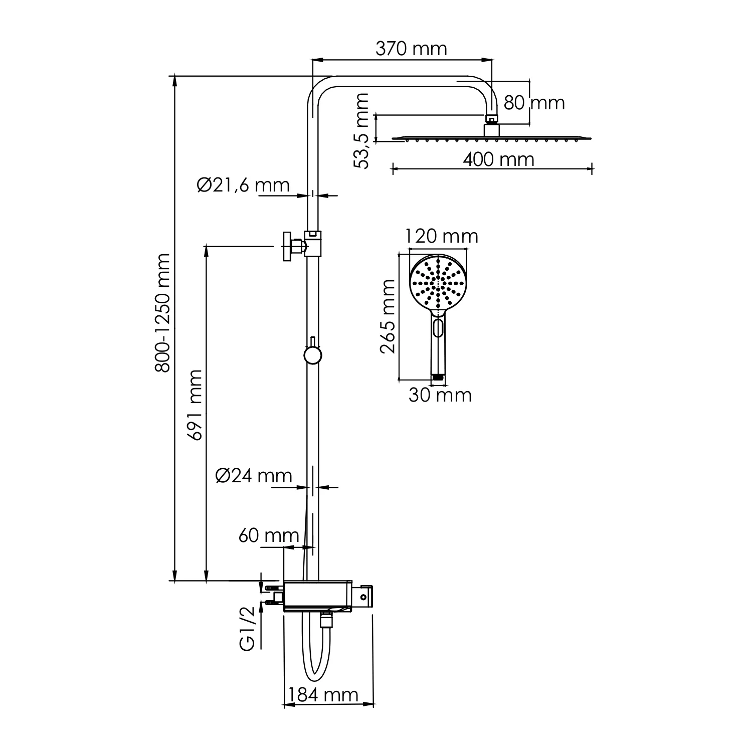 Wasserkraft A113.119.127.CH Thermo Душевая система с термостатическим смесителем — фото №1