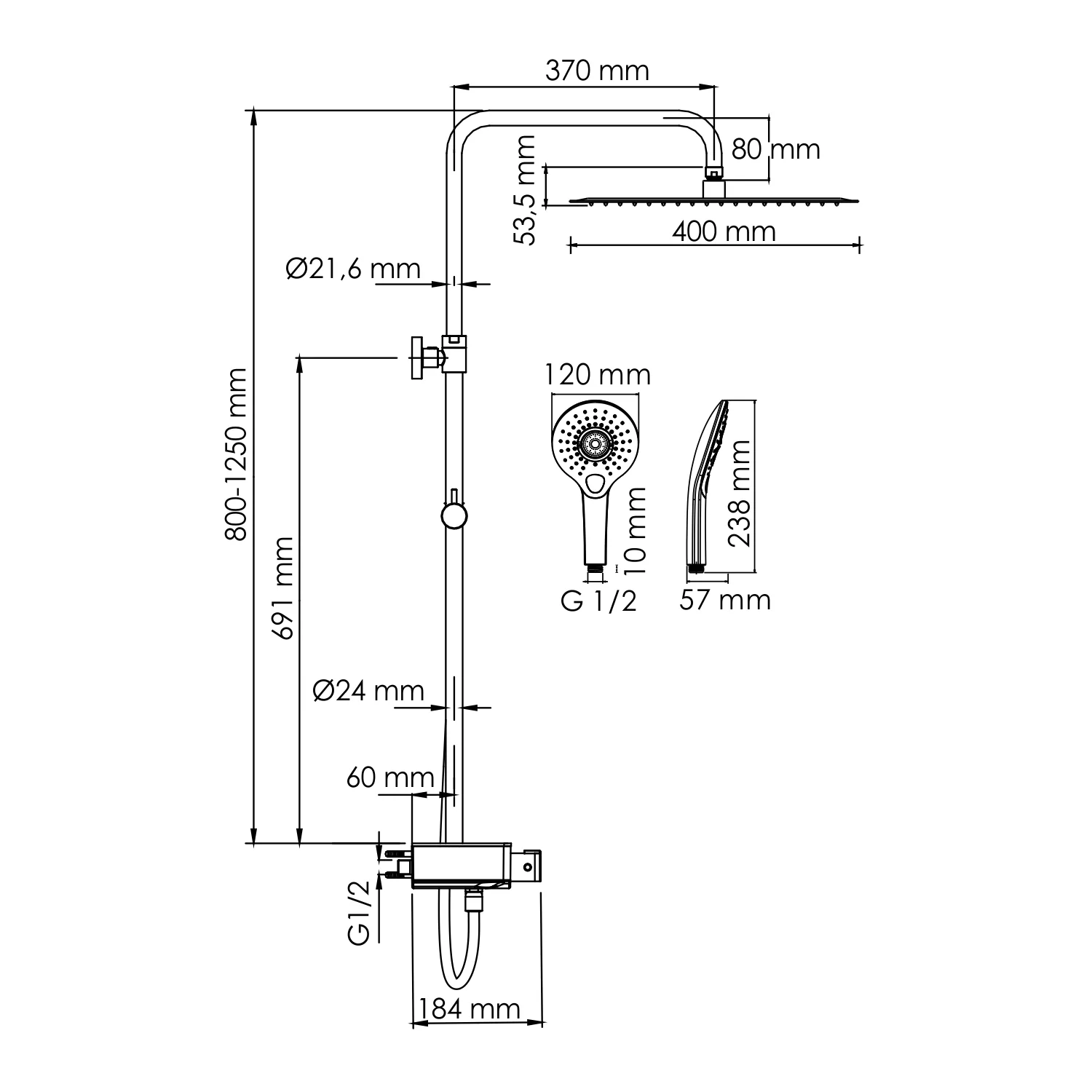 Wasserkraft A113.119.101.CH Thermo Душевая система с термостатическим смесителем — фото №1