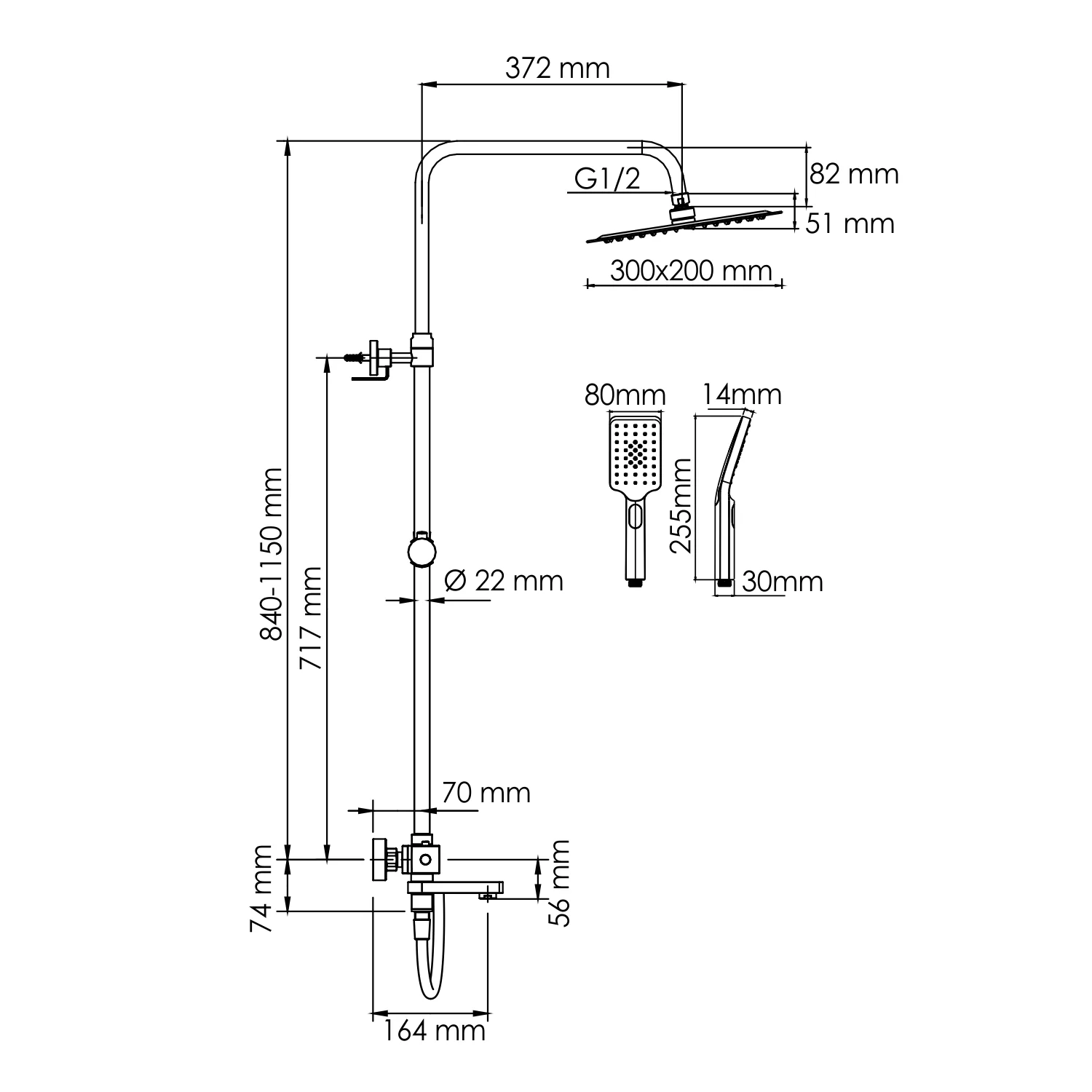 Wasserkraft A199.069.126.087.CH Thermo Душевая система с термостатическим смесителем — фото №1