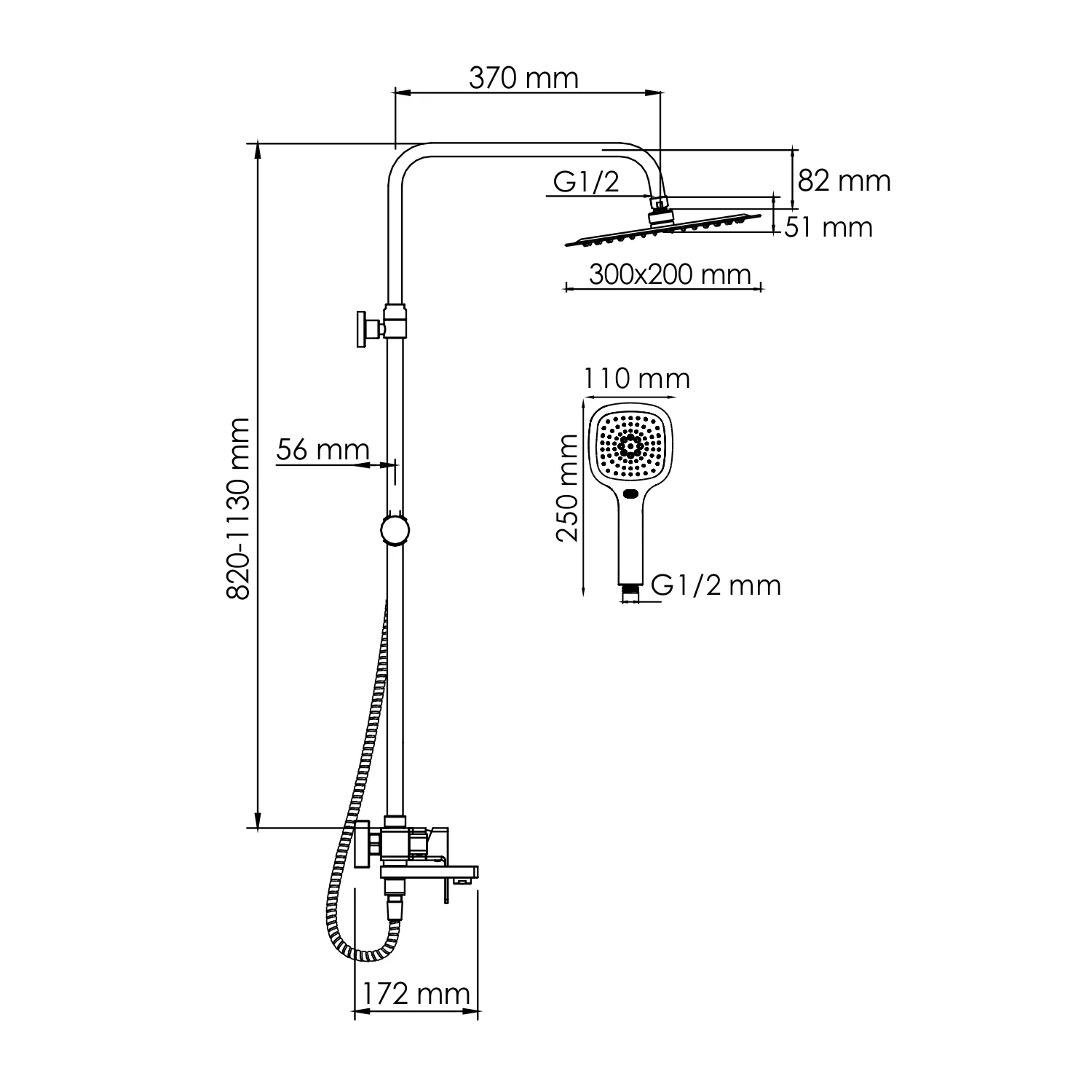 Wasserkraft A177.069.065.010.CH Душевая система со смесителем — фото №1