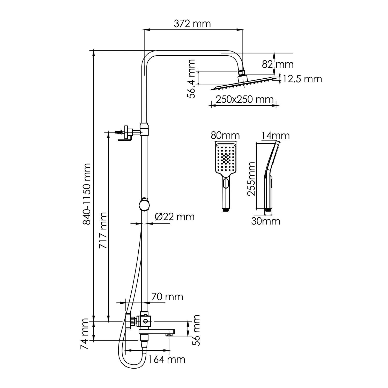 Wasserkraft A299.255.130.BM Thermo Душевая система с термостатическим смесителем — фото №1