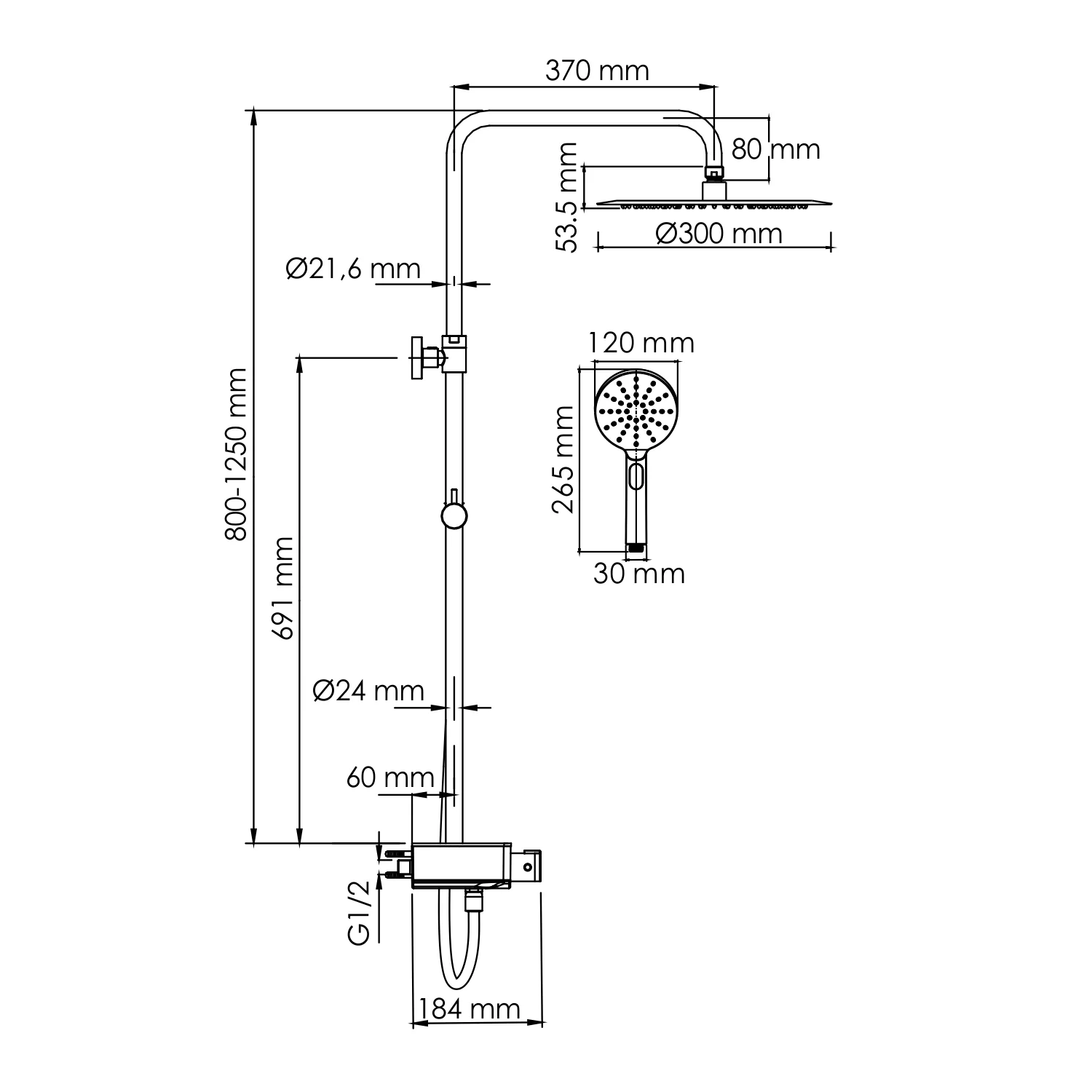 Wasserkraft A113.116.127.CH Thermo Душевая система с термостатическим смесителем — фото №1