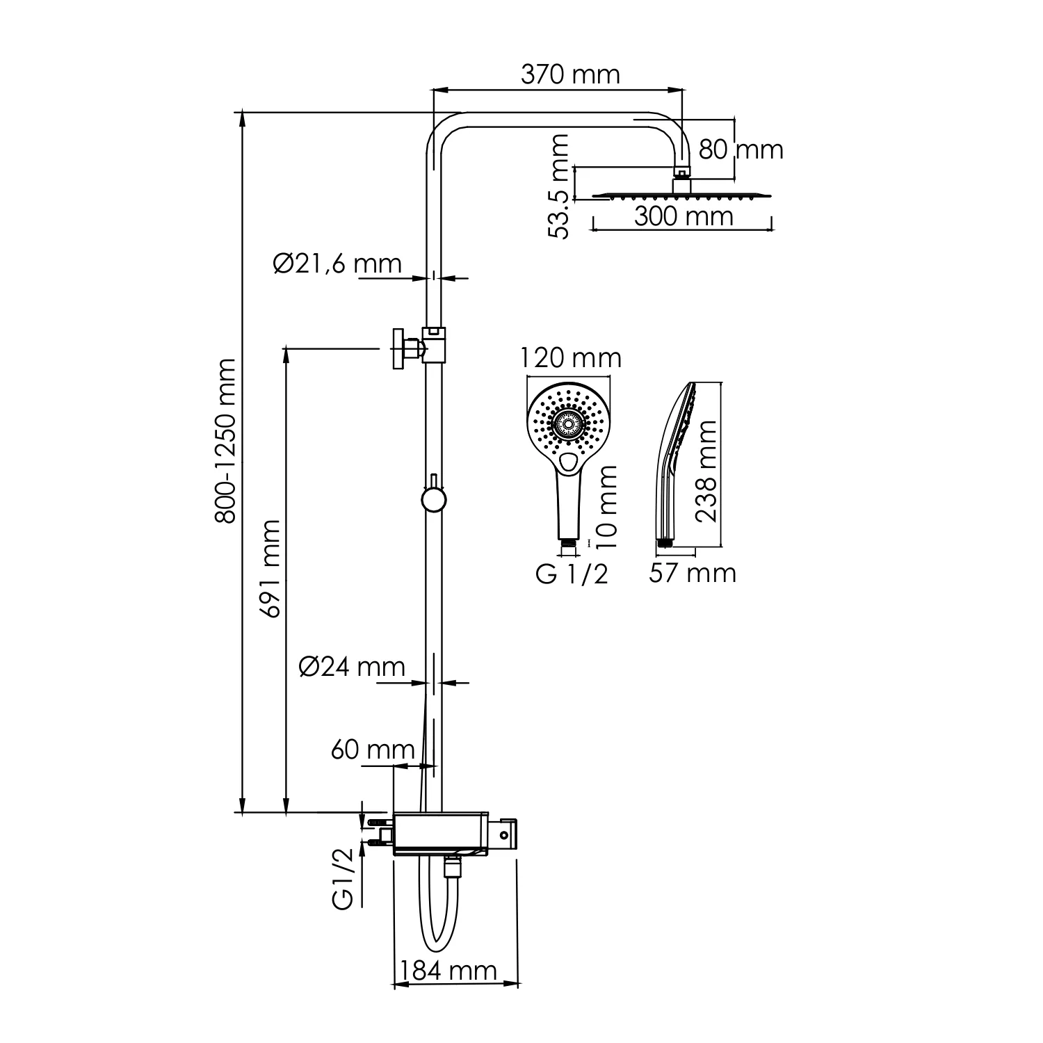 Wasserkraft A113.118.101.CH Thermo Душевая система с термостатическим смесителем — фото №1