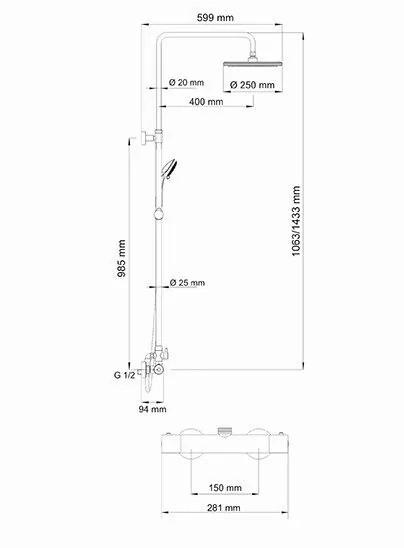 A13302 Thermo Душевой комплект с термостатическим смесителем — фото №2