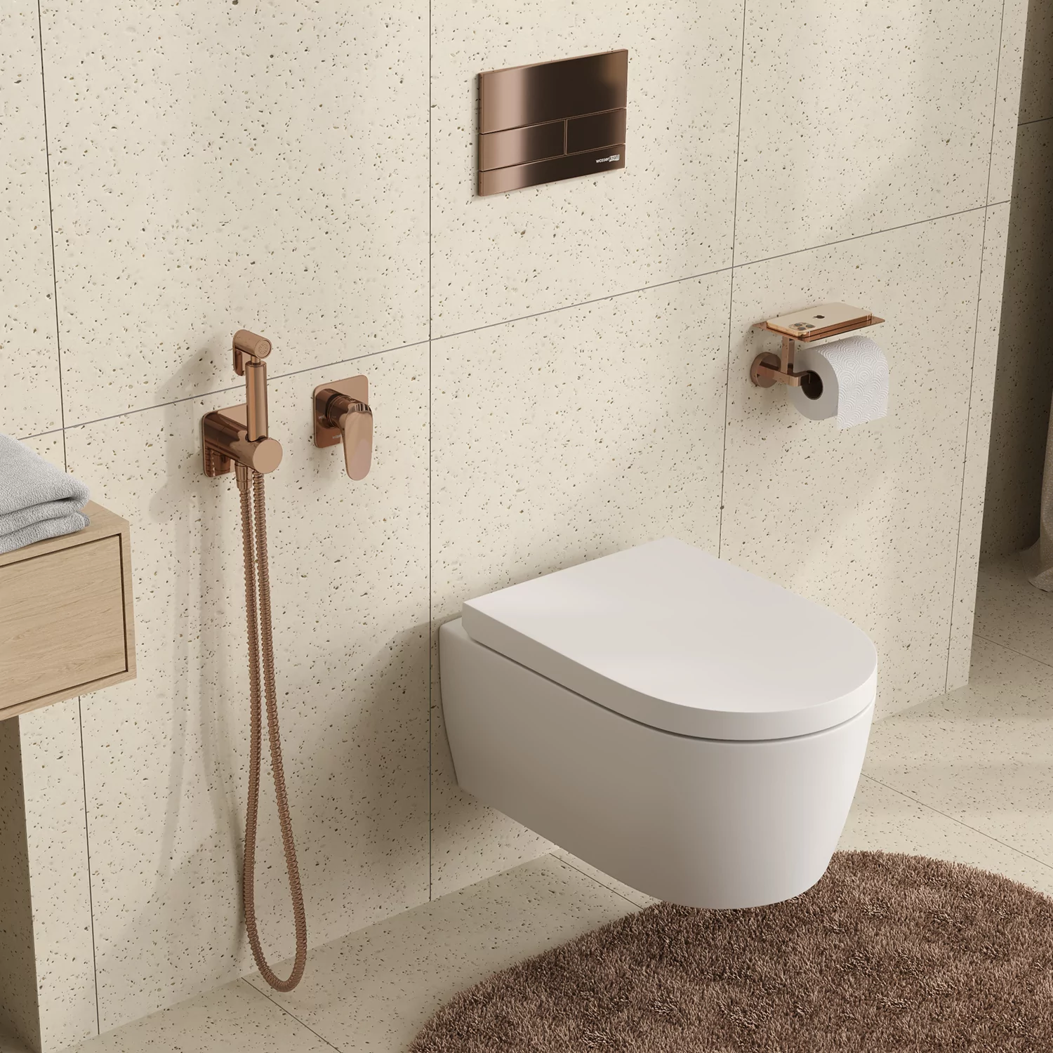 Wasserkraft  A7751.290.292.335 Гигиенический душ со смесителем и шлангом розовое золото — фото №1