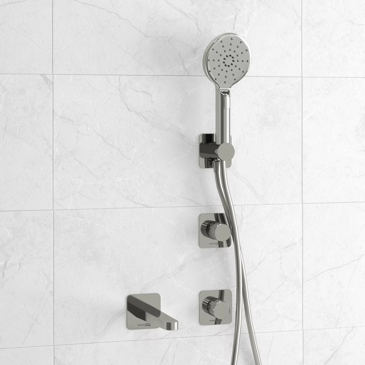 Wasserkraft Встраиваемый комплект для ванны с лейкой и изливом A4651.293.295.271.087.127 хром — фото №2