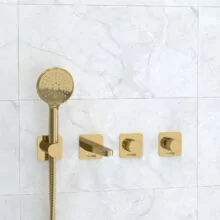 Wasserkraft Встраиваемый комплект для ванны с лейкой и изливом A7651.303.305.280.197.207 глянцевое золото